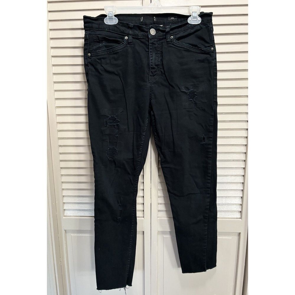 Supplies Skinny Leg Distressed Black Ankle Denim Jeans Mid Rise Size See Measure